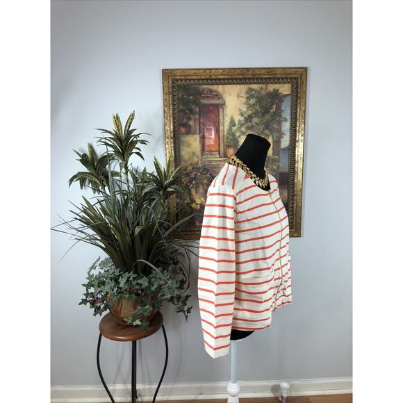 LANDS END Women's Size 14 Sweater Cropped 2 Pockets 100% Cotton Zip Up Cardigan - Picture 2 of 9